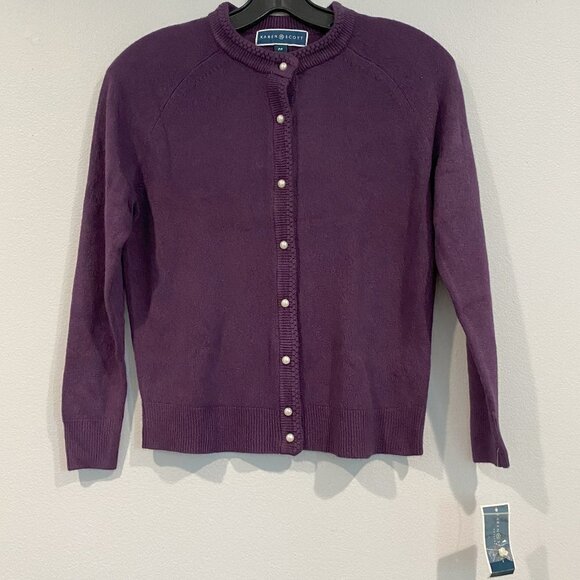 Karen Scott Purple Sweater with Fauz Pearl Buttons - Size PP - Picture 1 of 7